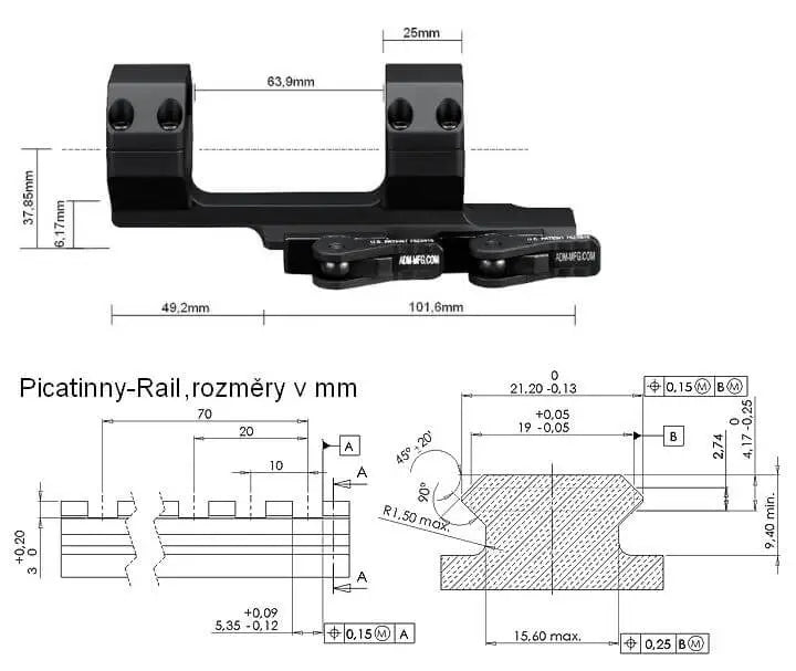 Precision taktická rýchloupínacia predsadená montáž 30mm